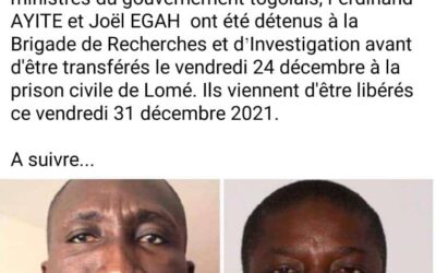 BONNE NOUVELLE DU CÔTÉ DE LA PRESSE TOGOLAISE : FERDINAND AYITÉ ET JOËL EGAH FÊTERONT LE NOUVEL AN EN FAMILLE