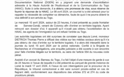 TOGO : Un journaliste français jugé, condamné, avec interdiction de séjour et reconduit à la frontière DIETRICH Thomas Pierre