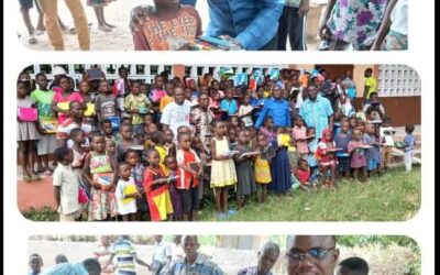 ÉDUCATION/VO4* *LE CONSEILLER MUNICIPAL JEAN NOUZIAYOVO OFFRE DES KITS SCOLAIRES AUX ÉLÈVES DE VODJÉ